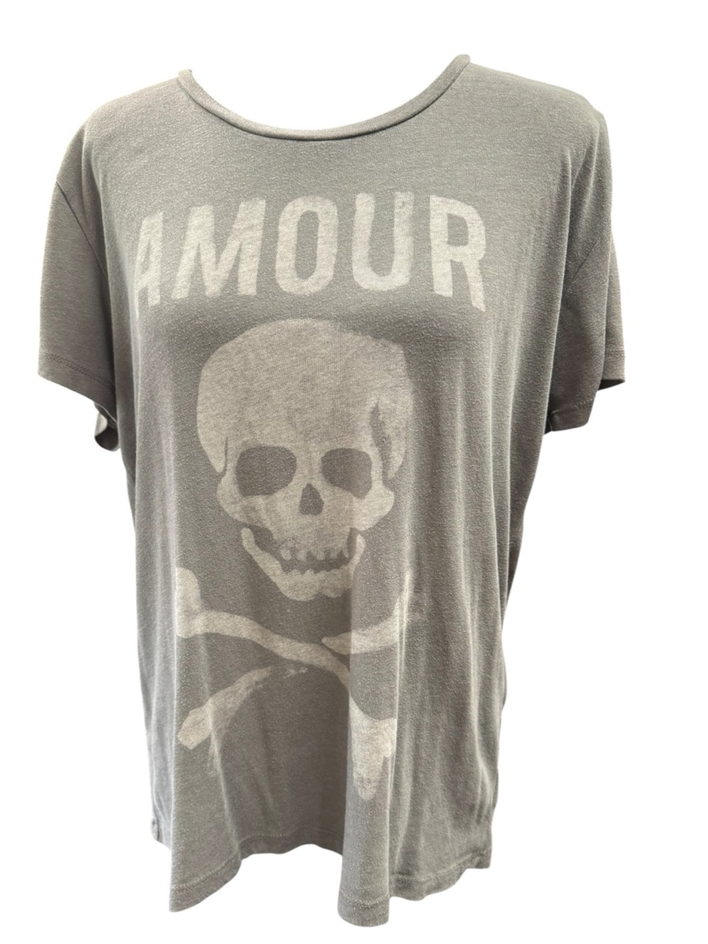 Chaser Women’s L Green Amour Skull Crossbones Graphic Tee Rocker Goth